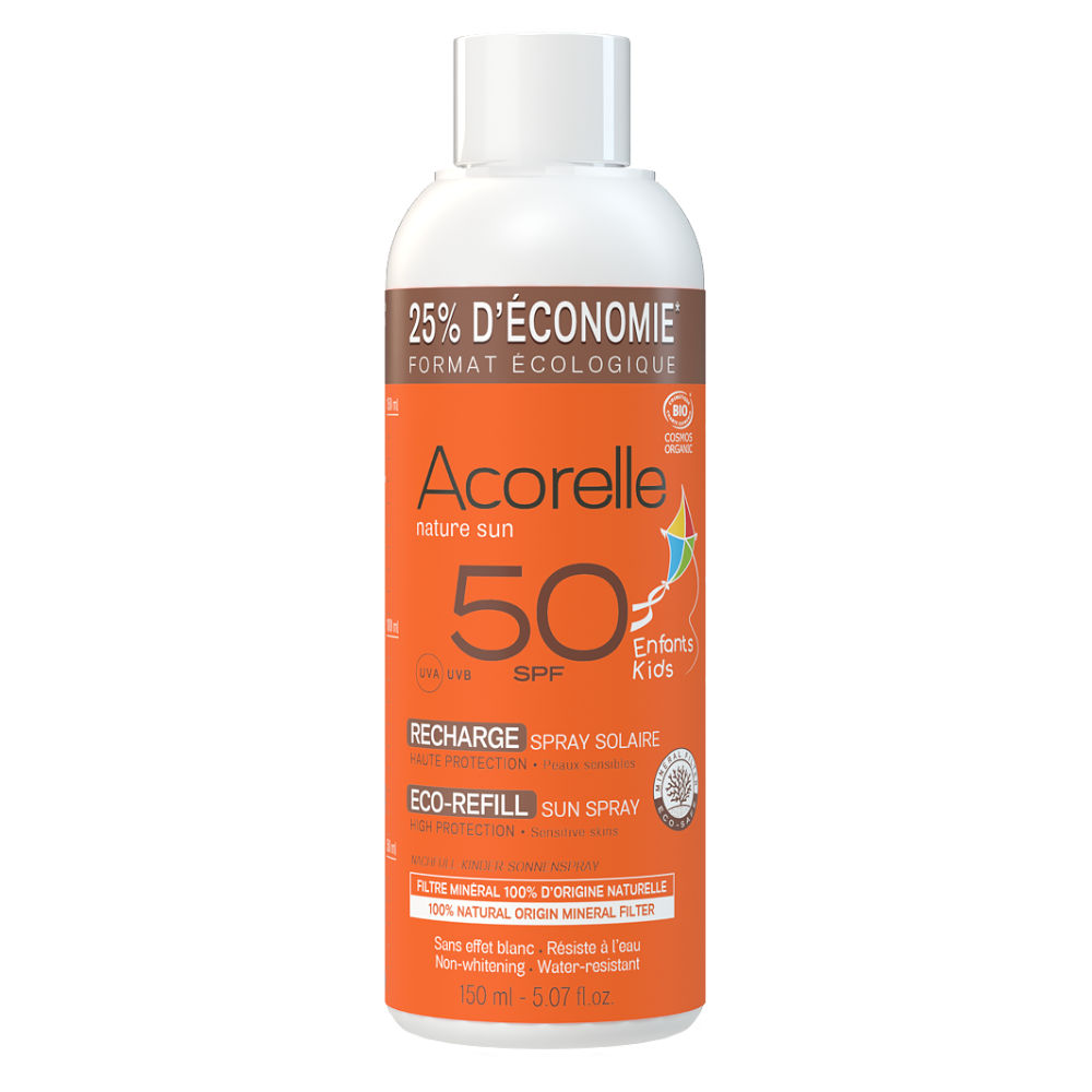 Eco recharge spray solaire enfants SPF50 bio cerifiée