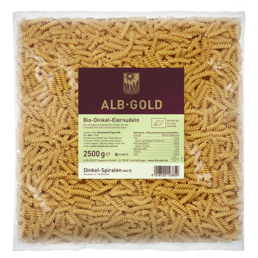 Bio Dinkel Spiralen, Vorratsgröße 2,5 kg