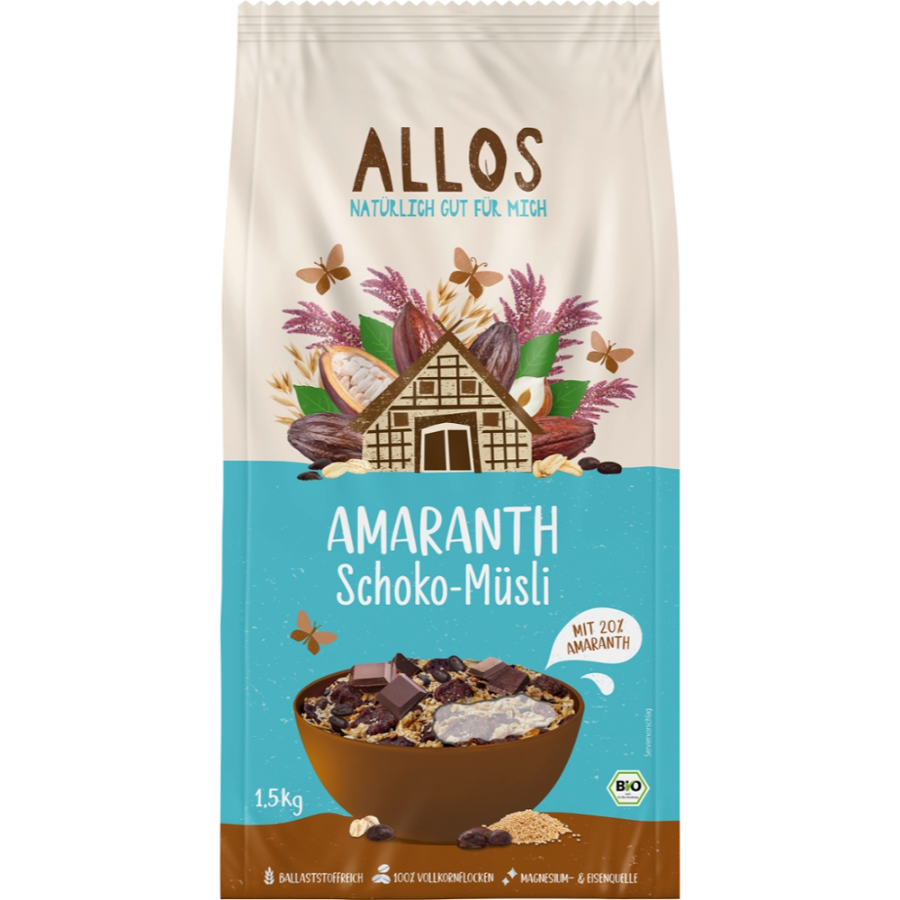 Bio Allos Amaranth Schoko Müsli, Vorratsgröße 1,5 kg