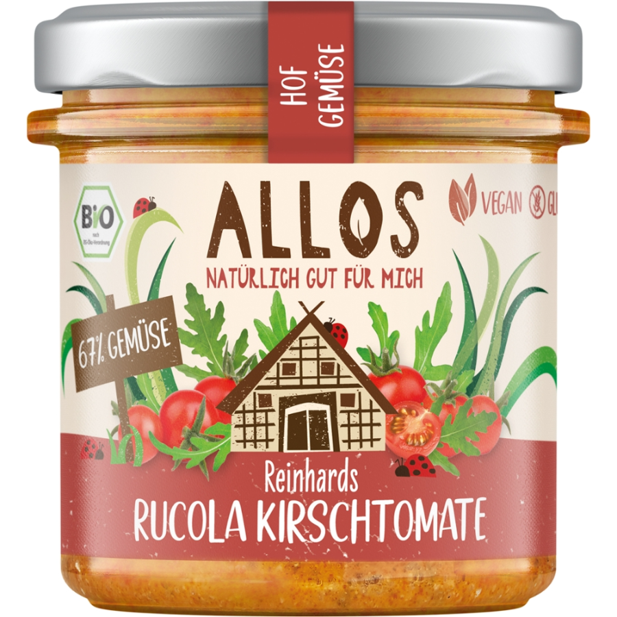 Bio Brotaufstrich Hof-Gemüse Reinhards Rucola Kirschtomate