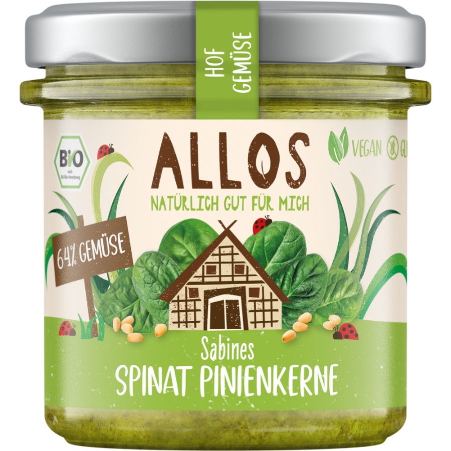 Bio Brotaufstrich Hof-Gemüse Sabines Spinat Pinienkerne
