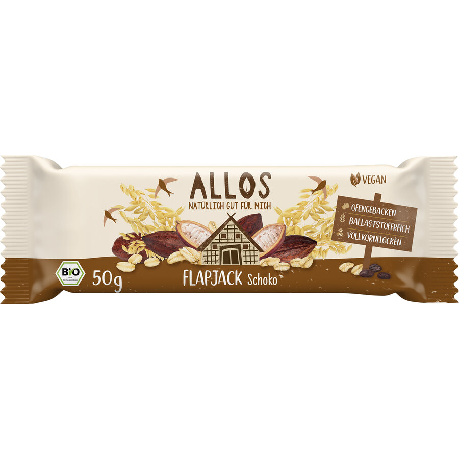 Bio Müsliriegel Flapjack Hafer Schoko