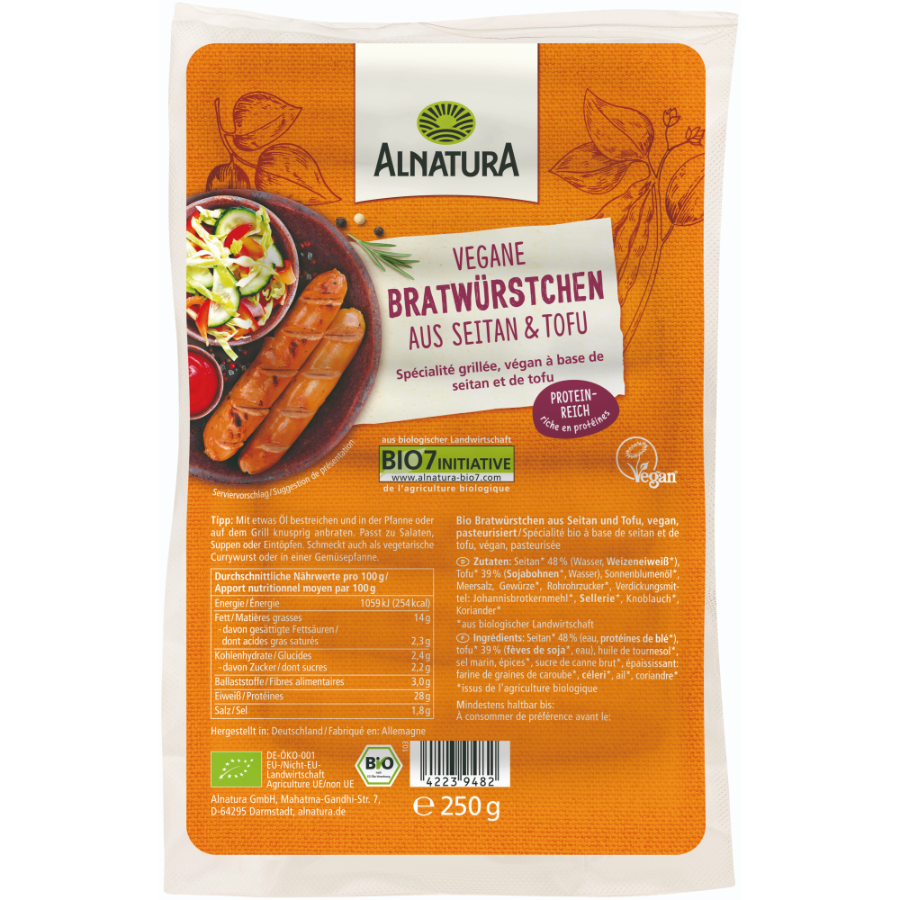 Bio Bratwürstchen aus Seitan & Tofu