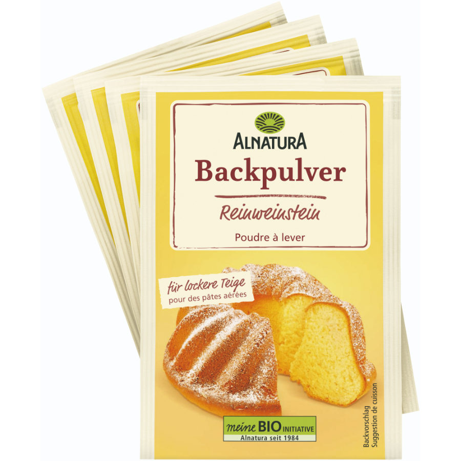 Bio Reinweinstein Backpulver, 4 Stück