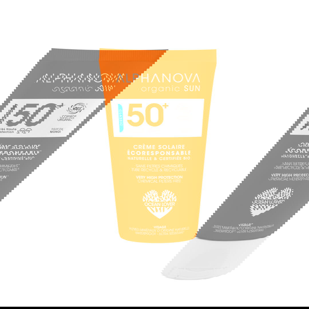 Crème solaire visage SPF50+ certifiée bio