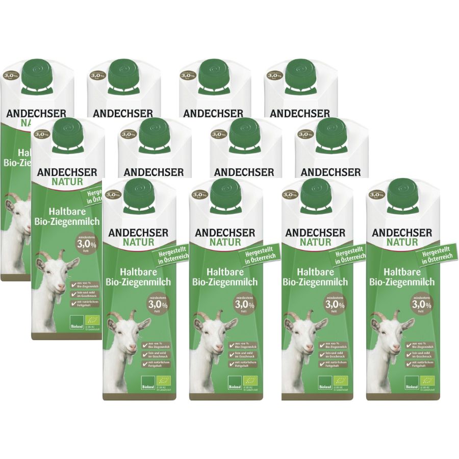 Bio Haltbare Ziegenmilch 3,0%, Ganzer Karton 12 Stück