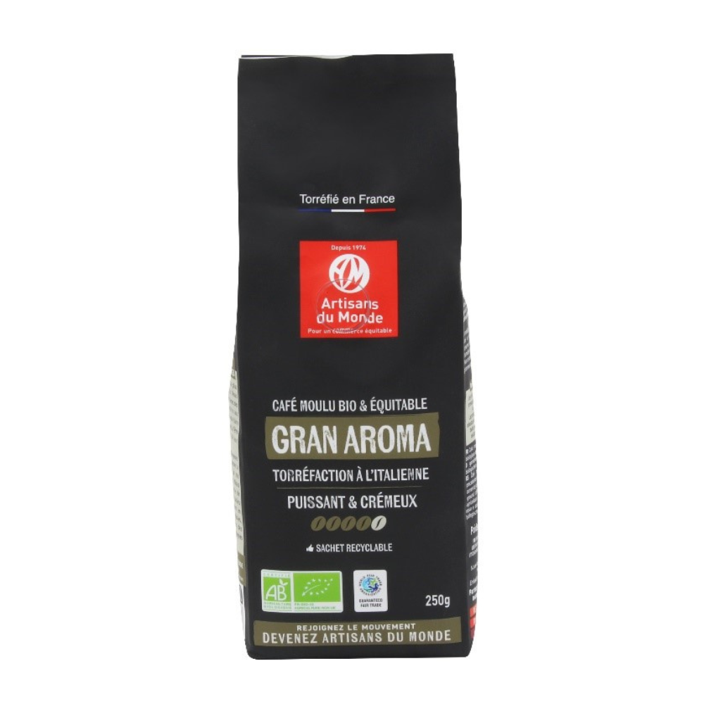 Café moulu gran aroma 50% arabica 50% robusta équitable et bio