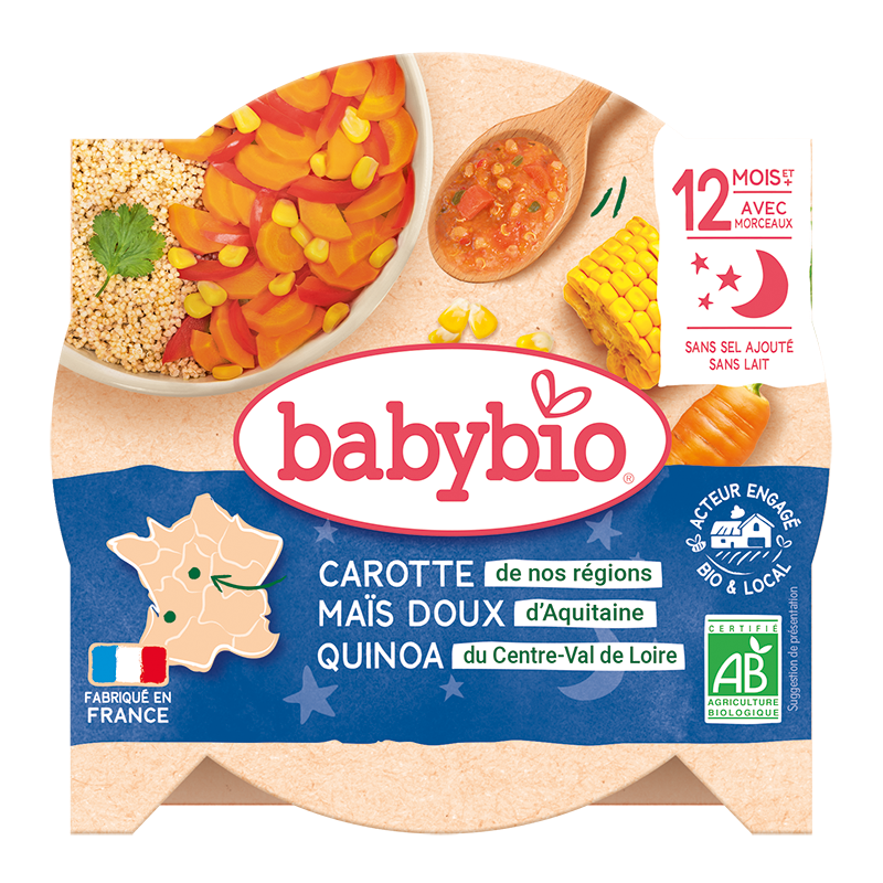 Assiette Carotte Maïs Quinoa Bio (dès 12 mois)