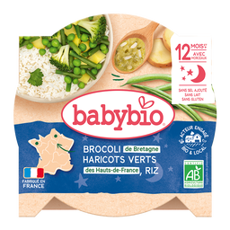 Bonne Nuit Brocoli de Bretagne Haricots verts de Vendée & Riz au Persil (Dès 12mois) Bio