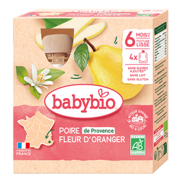 Gourde Poire Fleur d'Oranger Bio (dès 6 mois) - 4x90g