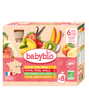 Gourdes fruits multi-parfums bio (dès 6 mois) - 8x90g