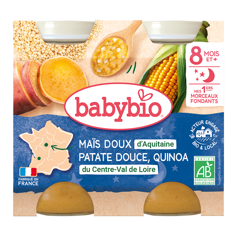 Maïs Patate Douce Quinoa Bio - Mes 1ers Morceaux Fondants (dès 8 mois) - 2x200g