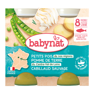 Petits Pois Pomme de Terre Cabillaud Sauvage - Morceaux Fondants (dès 8 mois) - 2x200g