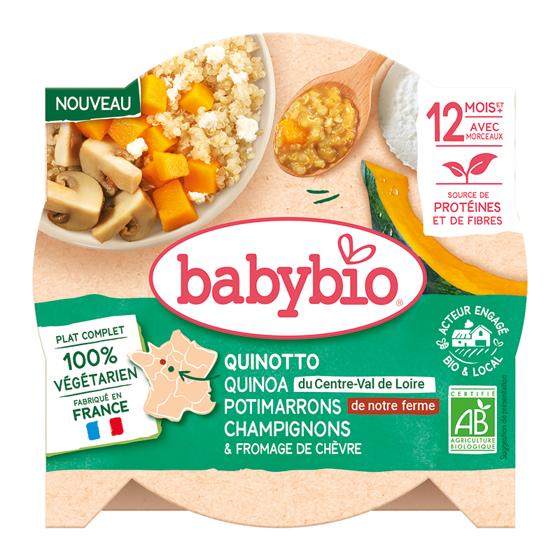 Quinotto végétal Quinoa, Potimarron, Champignon & Fromage de Chèvre (Dès 12mois) Bio