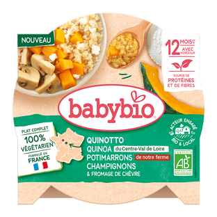 Quinotto végétal Quinoa, Potimarron, Champignon & Fromage de Chèvre (Dès 12mois) Bio