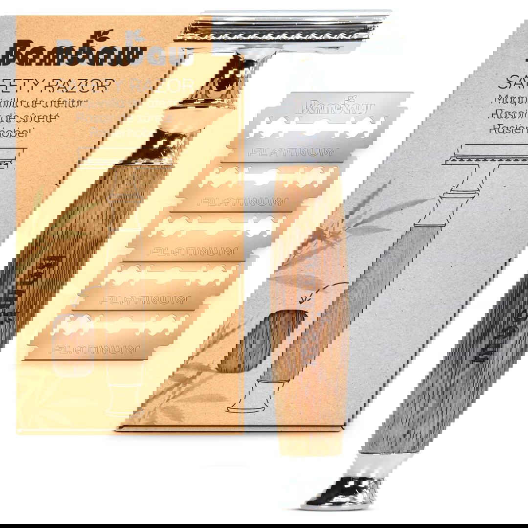 Rasoir de sûreté avec manche en bambou