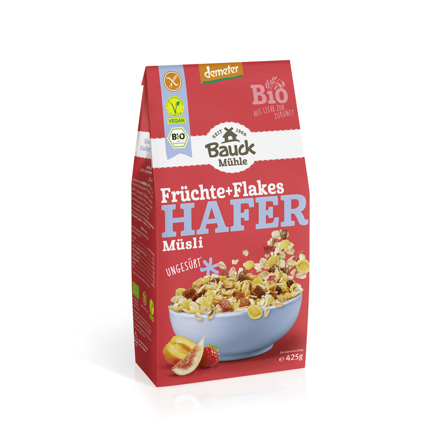 Bio Hafermüsli Früchte & Flakes, demeter, glutenfrei