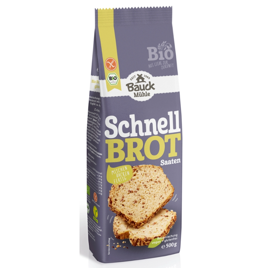 Bio Schnellbrot mit Saaten Backmischung, glutenfrei