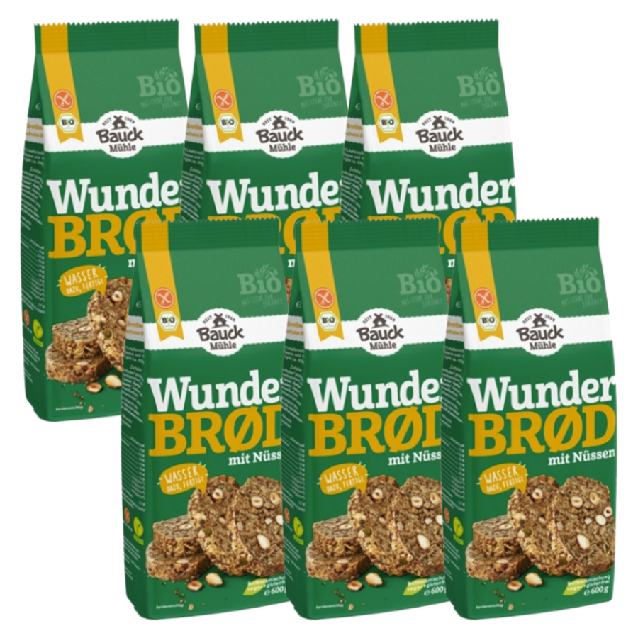Bio Wunderbrød Nuss Backmischung, glutenfrei, Karton 6 Stk.