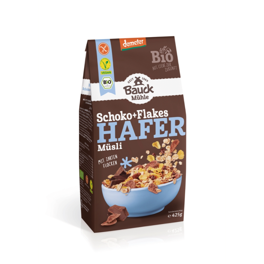 Bio Hafermüsli Schoko und Flakes demeter, glutenfrei