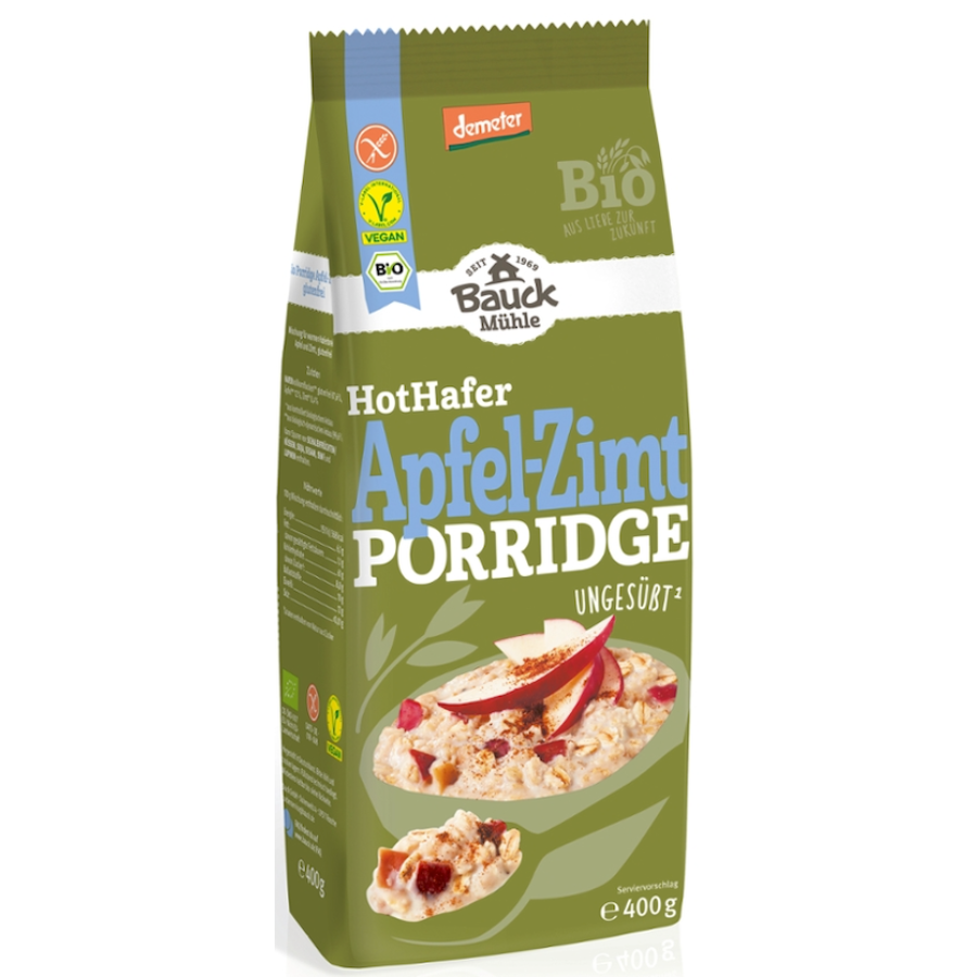 Bio Porridge Hot Hafer Apfel-Zimt demeter, glutenfrei