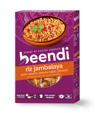 Riz et pois cassés aux épices cajun façon jambalaya bio