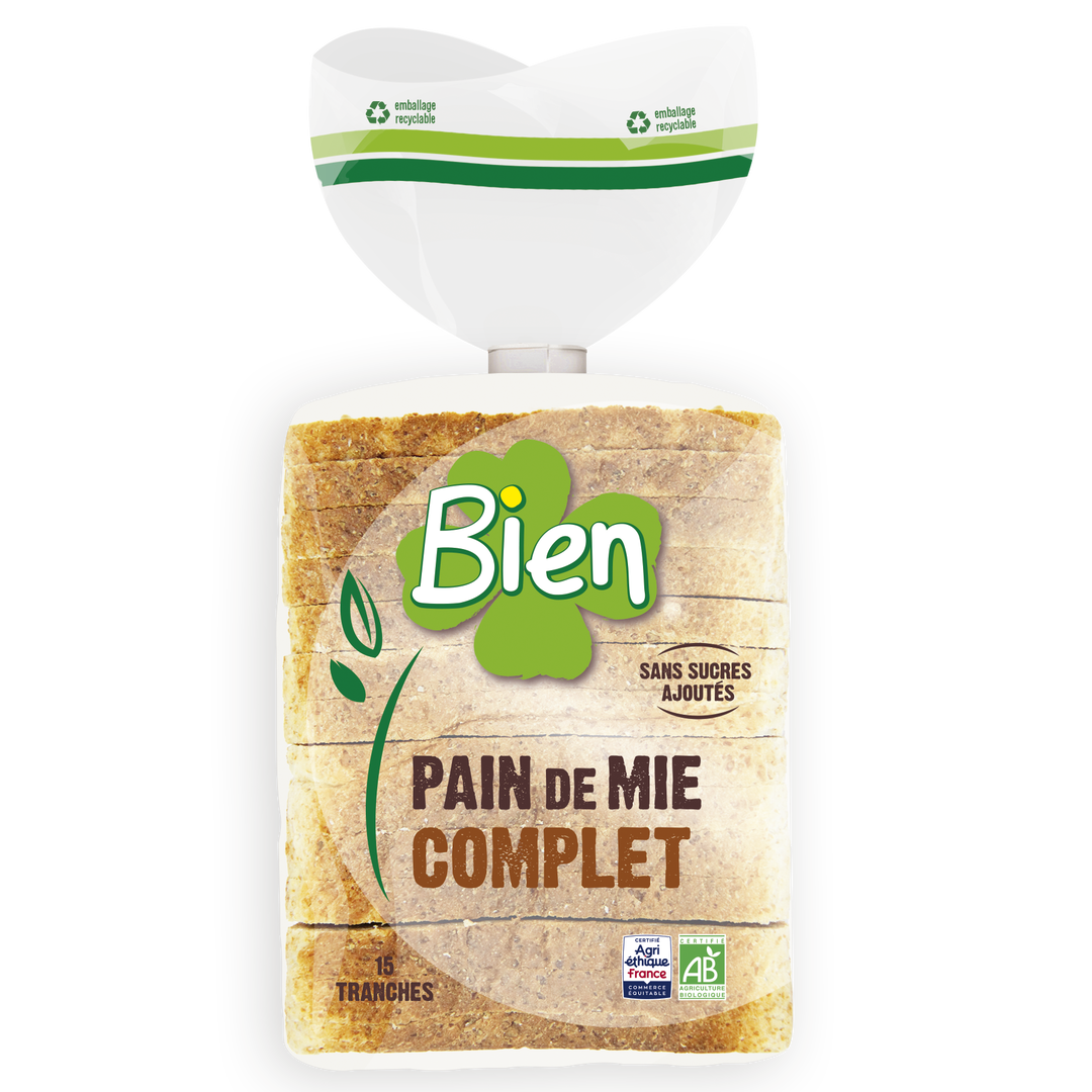Pain de Mie Tranché à la Farine Complète de Blé Bio et Equitable