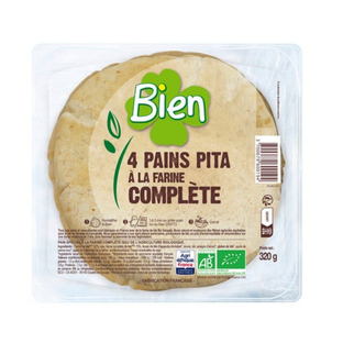 Pains Pita à la Farine Complète Bio et Equitable x4