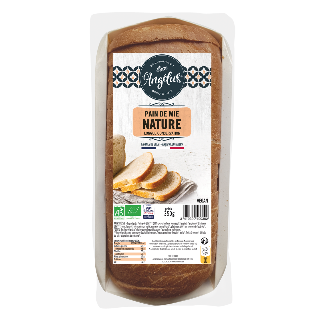 Pain de mie nature tranché bio - 350g