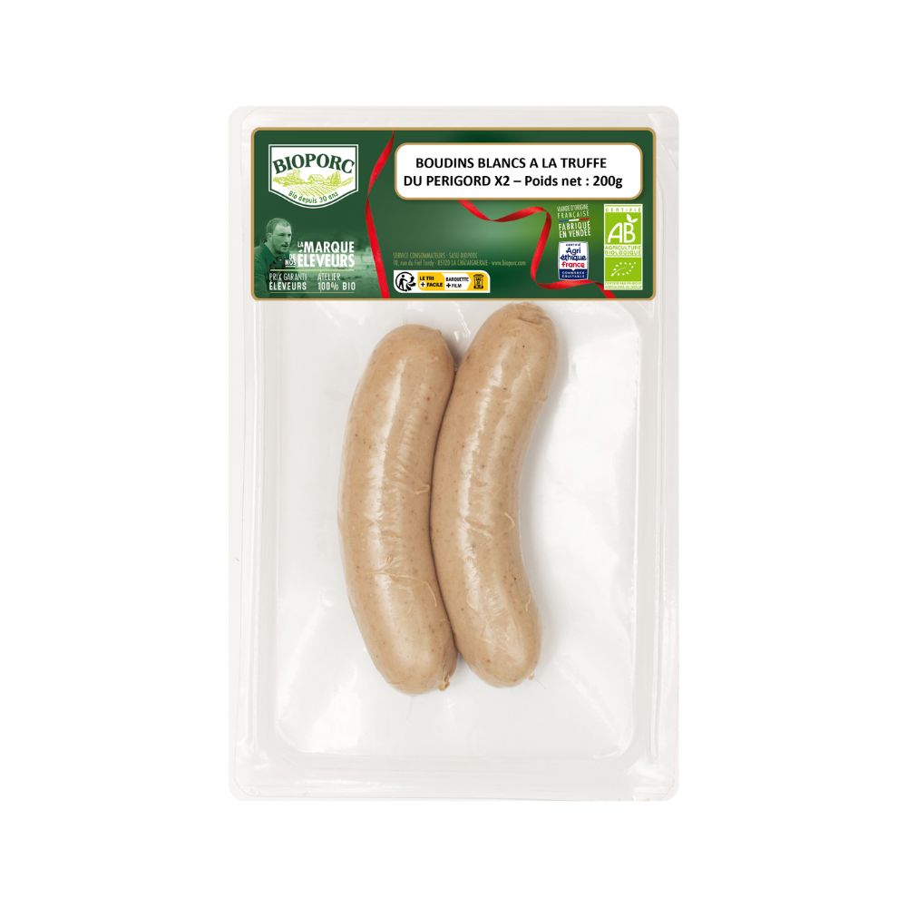 Boudin blanc sans nitrites à la truffe noire du périgord bio x2