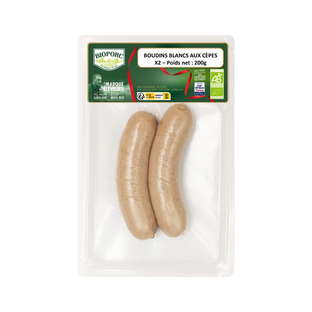 Boudin blanc sans nitrites aux cèpes bio x2