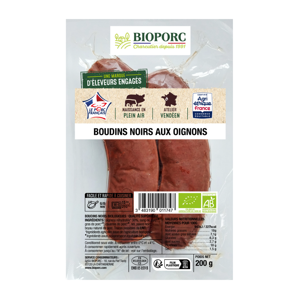 Boudin noir sans nitrites bio x2