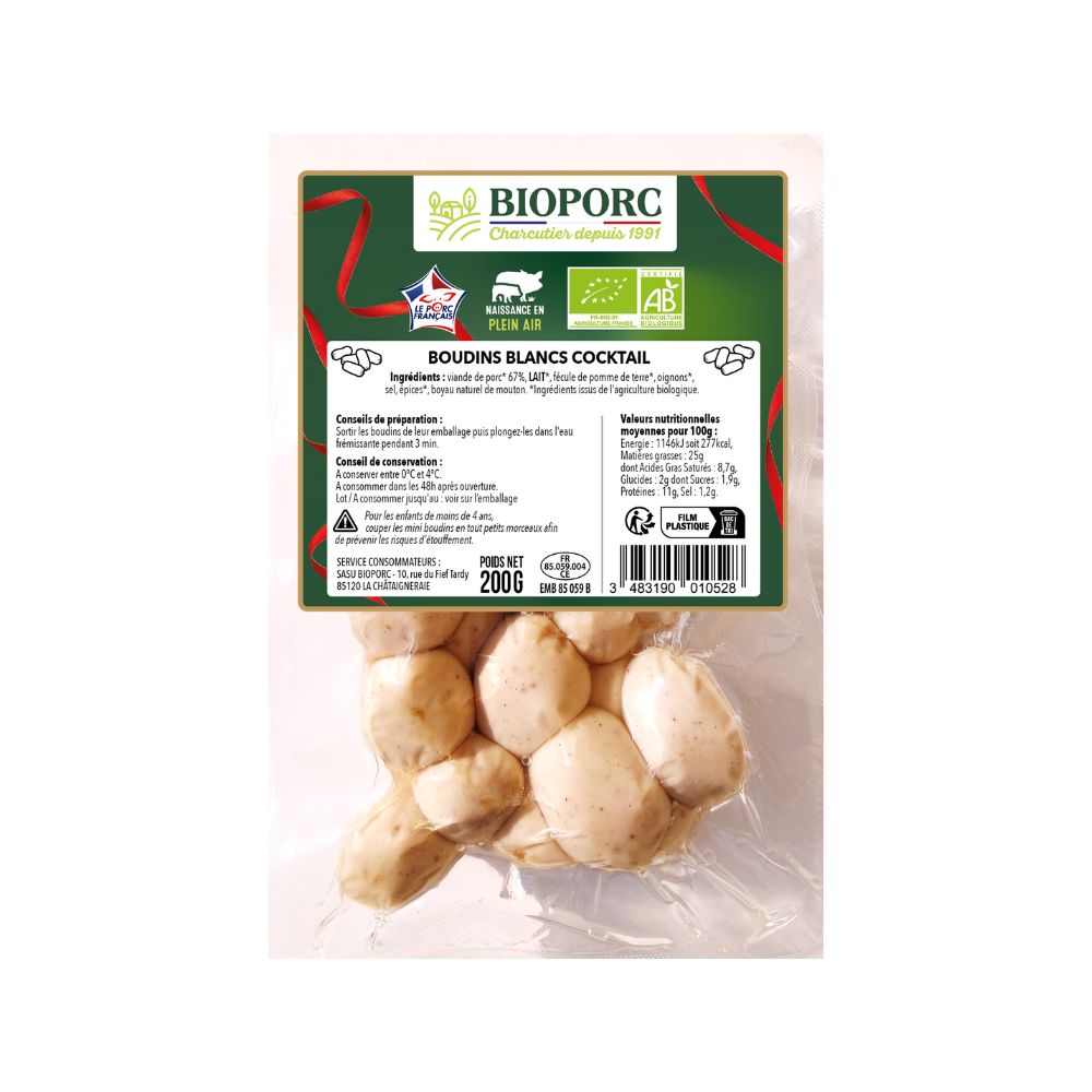 Boudins blancs cocktail sans nitrites bio