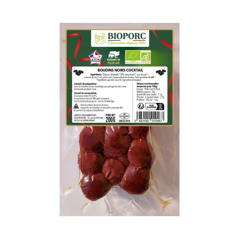 Boudins noirs cocktail sans nitrites bio