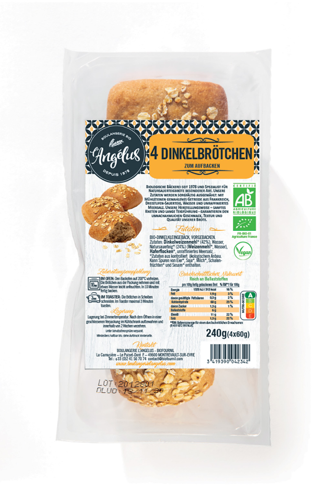 Bio Dinkelbrötchen, 4 Stück