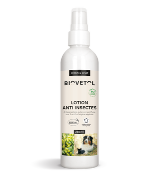 Lotion anti-insectes pour chiens et chats bio