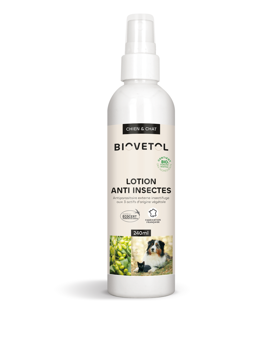 Lotion anti-insectes pour chiens et chats bio