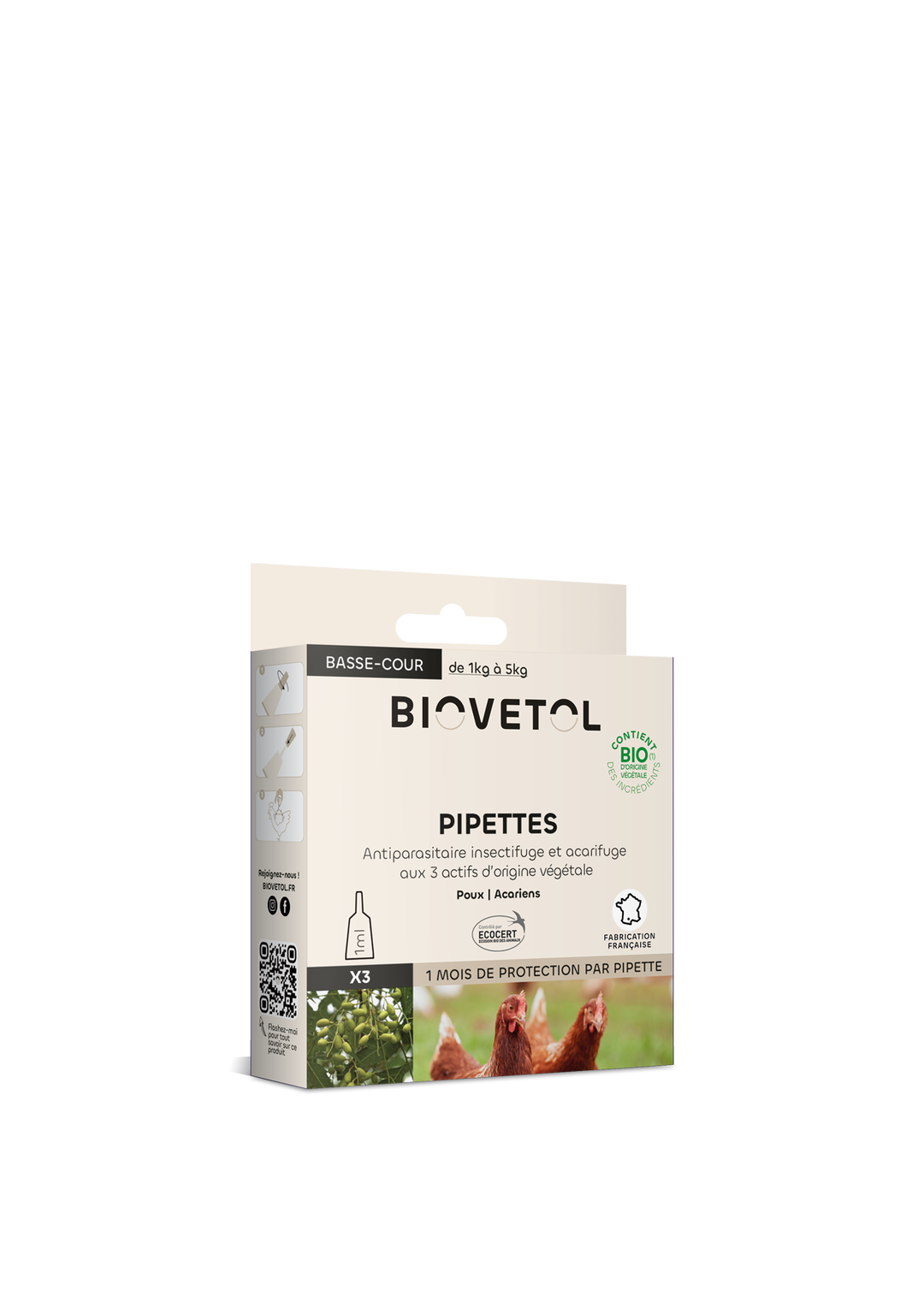 Pipettes antIPArasitaires basse cour 1ml (x3) bio