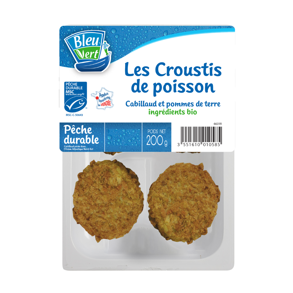 Croustilles de cabillaud et pommes de terre bio