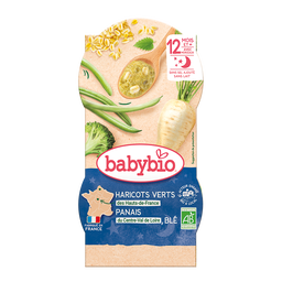Bols Menu Haricots Verts Panais Et Blé Bio (dès 12 mois) - 2x200g