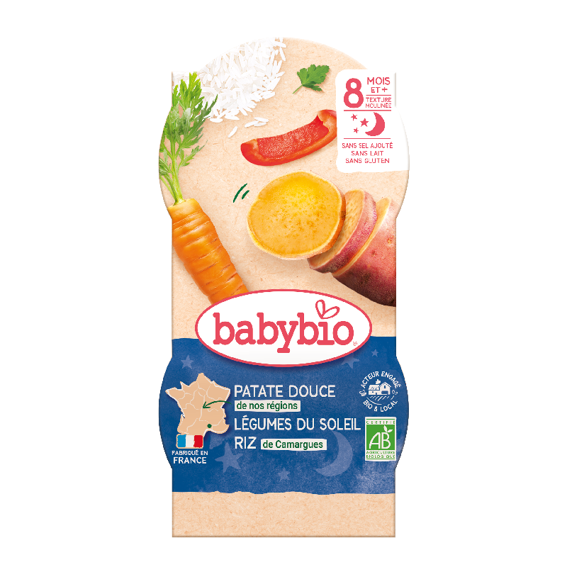 Bols soir patate douce légumes du soleil riz de Camargue (dès 8 mois) - 2x200g