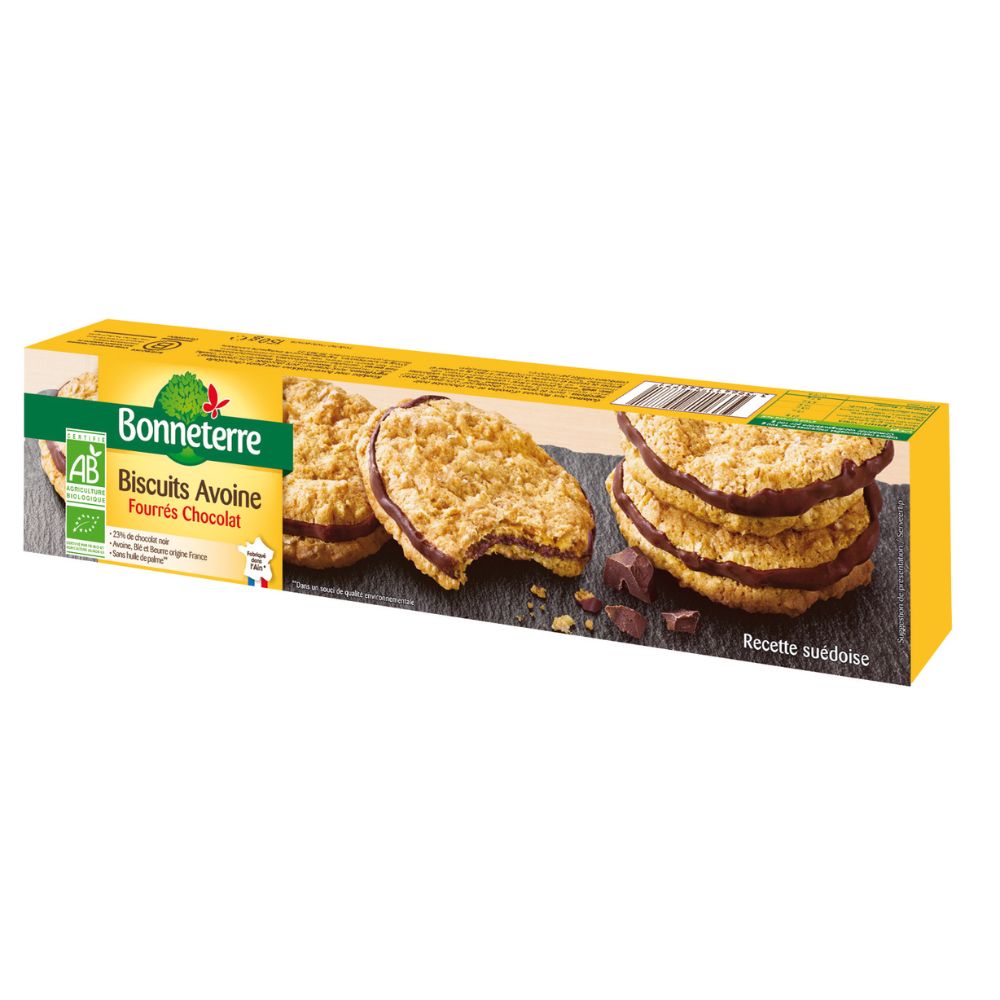 Biscuits avoine fourrés chocolat bio