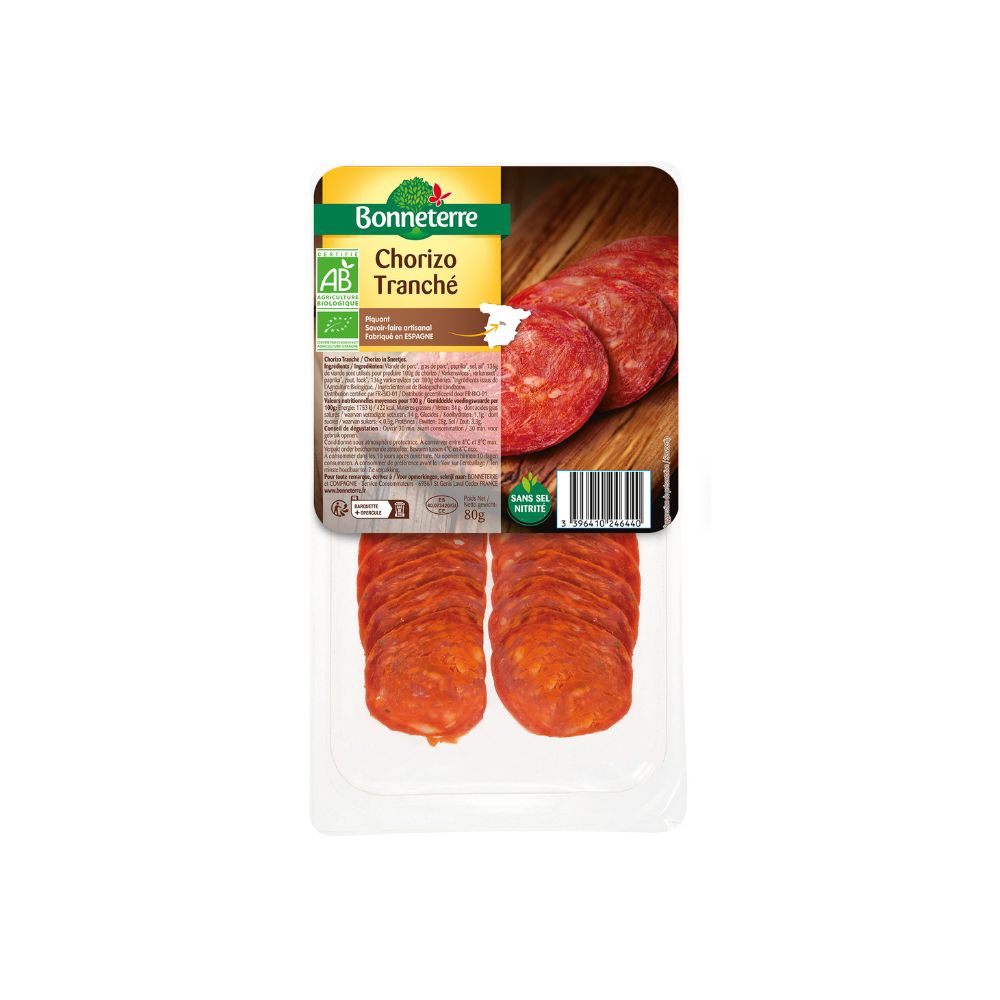 Chorizo tranché sans nitrites bio