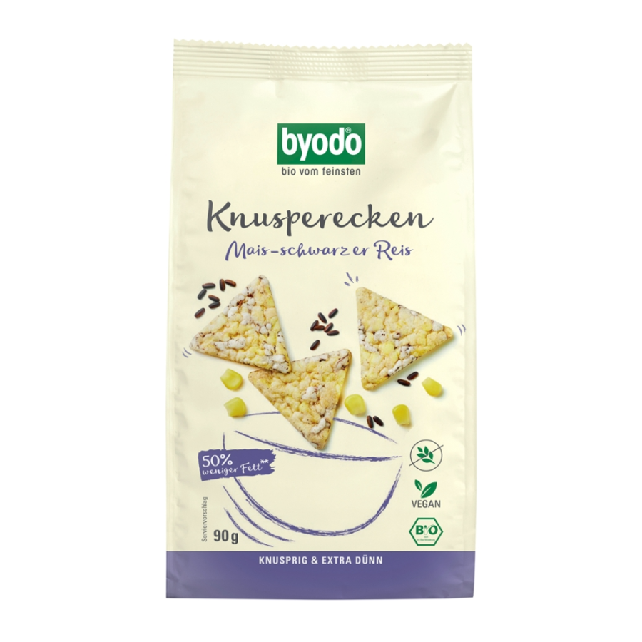 Bio Knusperecken Mais schwarzer Reis, glutenfrei