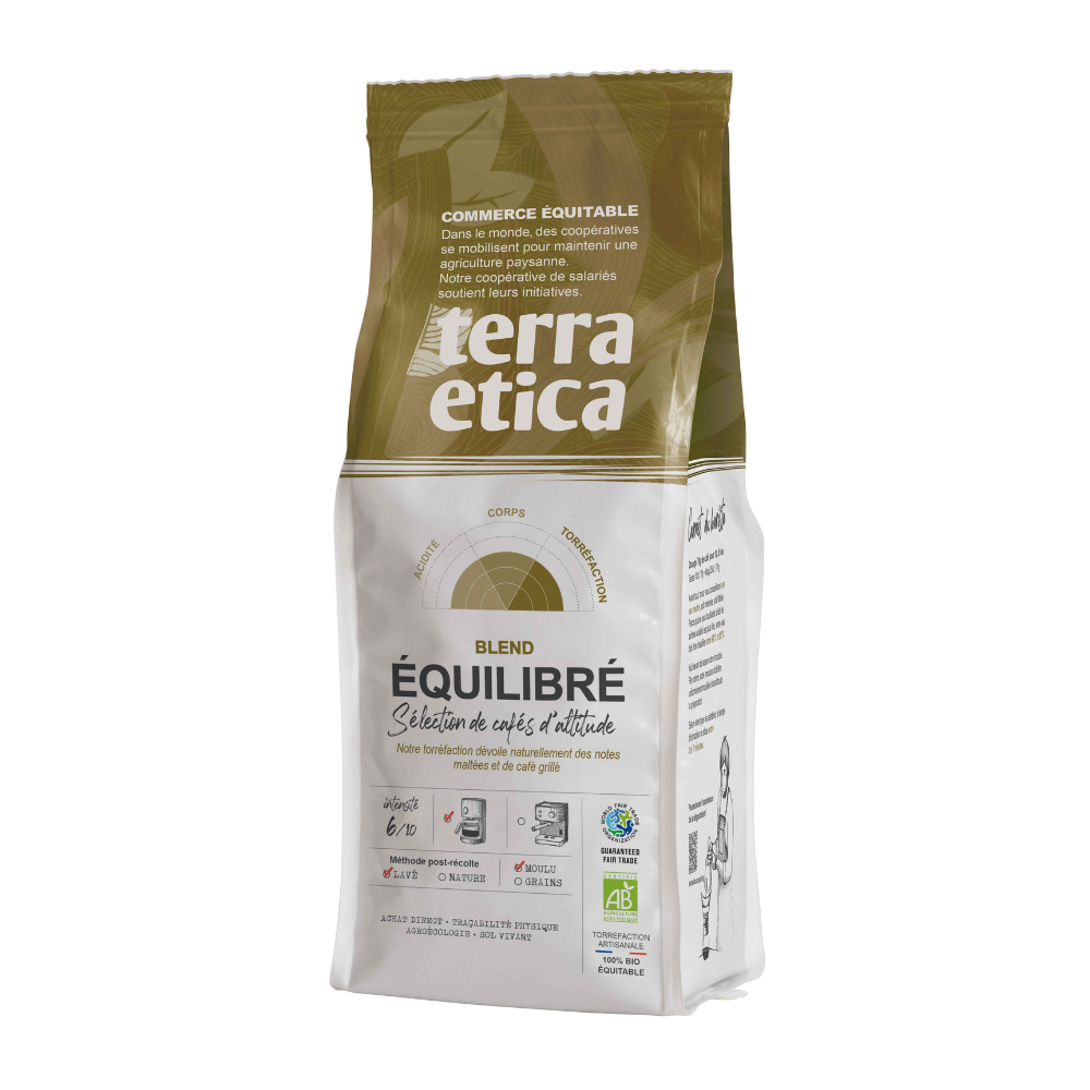 Café moulu mélange équilibré arabica bio équitable