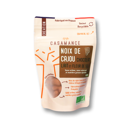 Noix de cajou Chocolat au Lait et Fleur de sel Bio