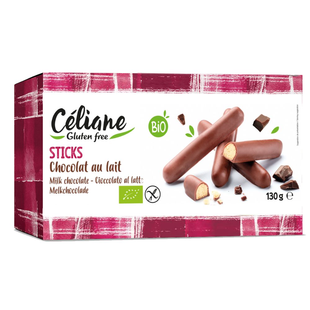 Bâtonnets au chocolat au lait sans gluten bio