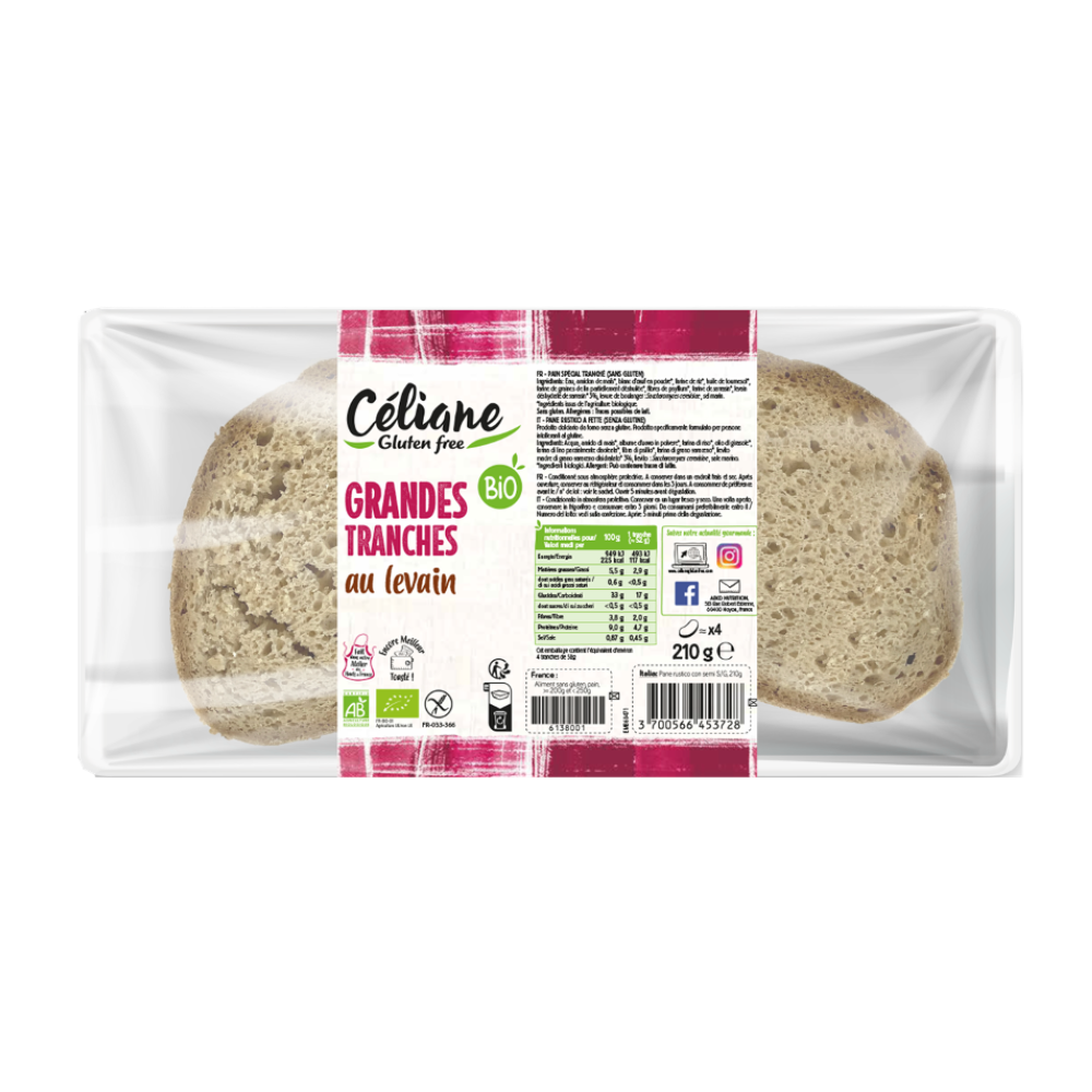 Pain grandes tranches au levain sans gluten bio