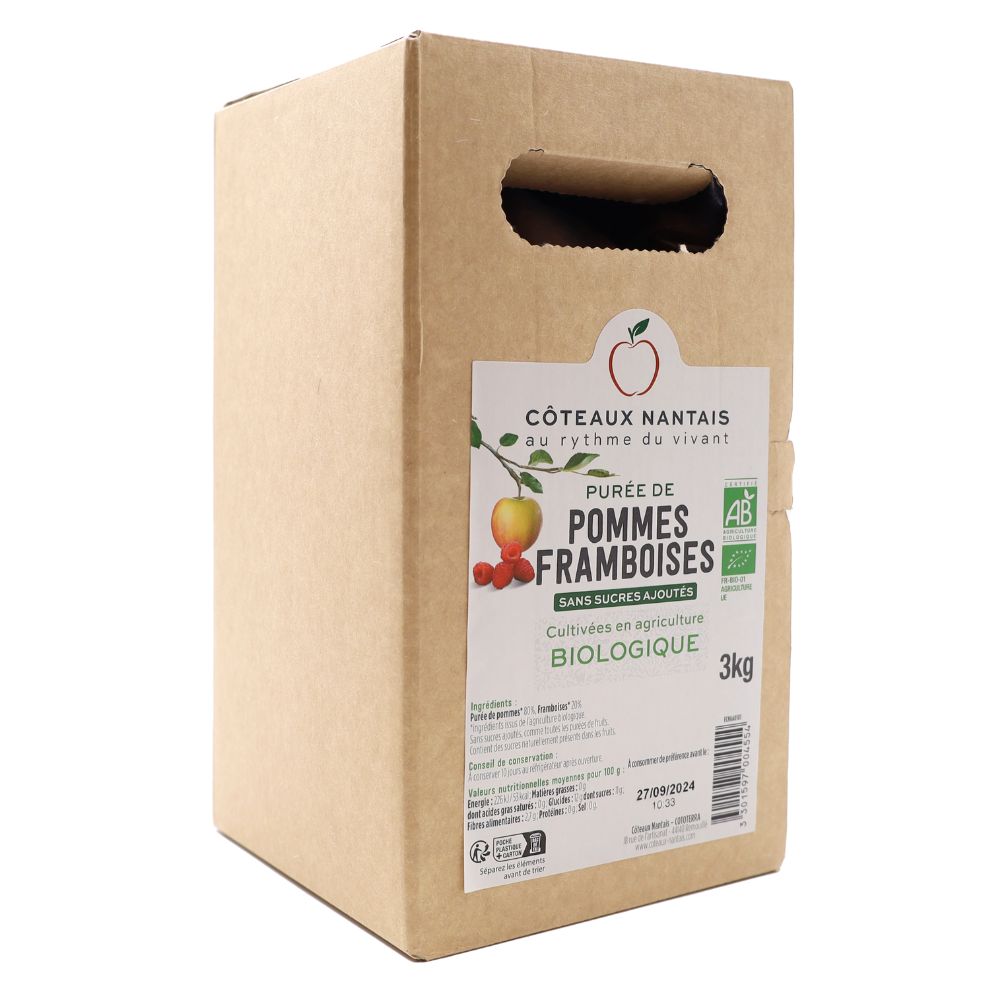 Purée pommes framboises bio