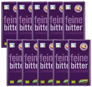 Bio Schokolade Feine Bitter, vegan, Karton 10 Stk.